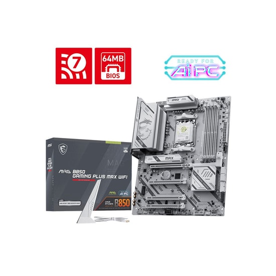 MSI MAG B850 GAMING PLUS MAX WIFI AM5 Anakart - DDR5 8200MHz(OC), 3xM.2, 10Gbps USB, 5G LAN, Wi-Fi 7, ATX