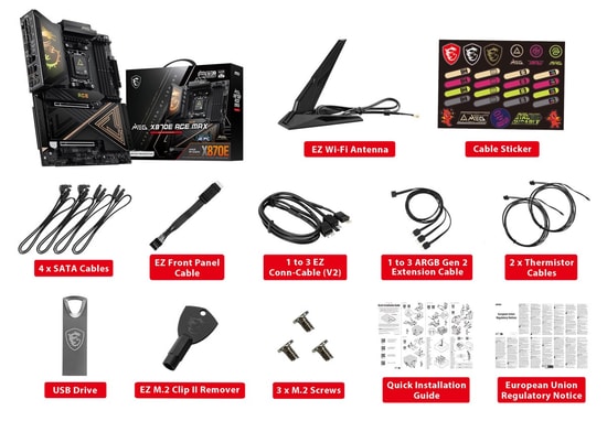MSI MEG X870E ACE MAX Amd AM5 ATX Anakart - DDR5 8400MHz (OC), USB 40Gbps, 5xM.2, HDMI, 2xType-C, DP, 10G+5G LAN, WiFi 7