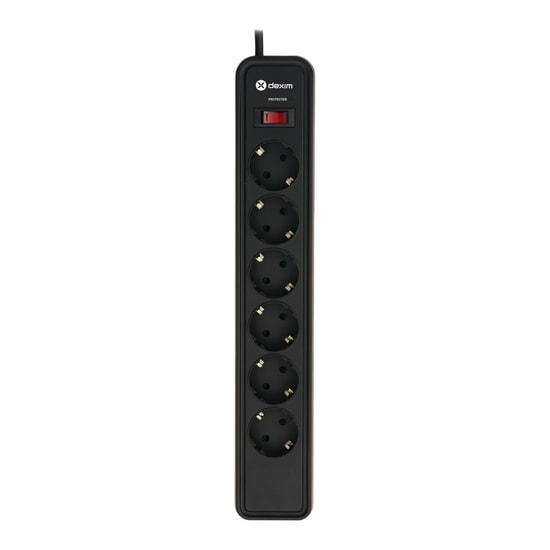Dexim SP06AG 6 Port Akım Koruyuculu Siyah Priz (DCP006) - Topraklama, 1.8M Kablo, Dalgalanma Koruması, 2400W