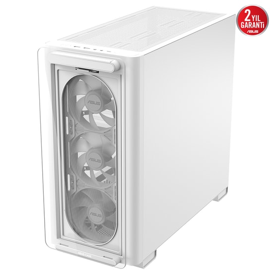 ASUS A23 Plus Beyaz mATX PC Kasası (90DC00K3-B19010) - 360mm Radyatör, 380mm Ekran Kartı, Gizli Konnektör, 4x ARGB Fan