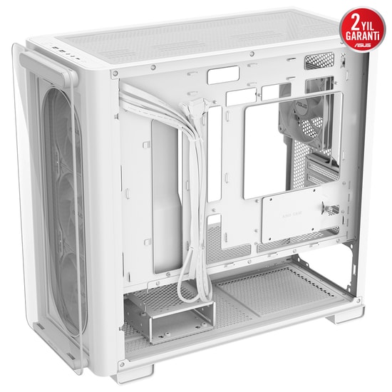 ASUS A23 Plus Beyaz mATX PC Kasası (90DC00K3-B19010) - 360mm Radyatör, 380mm Ekran Kartı, Gizli Konnektör, 4x ARGB Fan