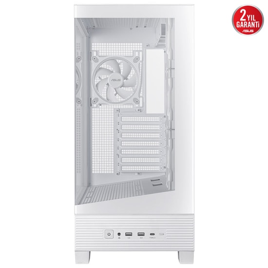 ASUS A31 PLUS Beyaz mATX Kasa (90DC00R3-B19000) - Gizli Konnektör, 360mm Radyatör, 380mm GPU Uyumlu, 4x ARGB Fan