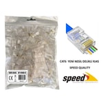 SPEED SP-U100-D (GT-12939) CAT6 100 Adet RJ45 Konnektör - 100 Adet, Yeni Nesil Delikli, Ağ Bağlantı Aparatı