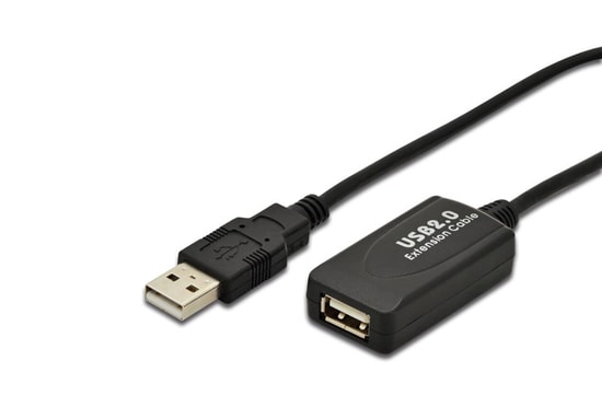 Digitus DA-70130-4 USB 2.0 Uzatma Kablosu (5 Metre Siyah) - USB A Erkek/Dişi, 480Mbps Veri Aktarımı
