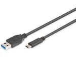 Digitus Type-C USB 3.0 Veri ve Şarj Kablosu (AK-300136-010-S) - 1 Metre, Nikel Kaplama, Siyah