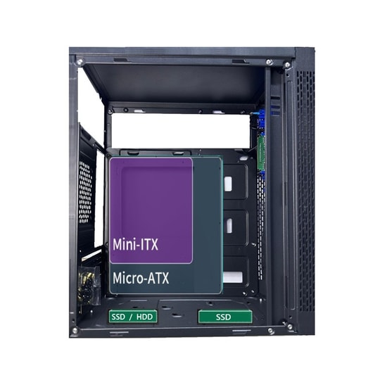 AZTECH AZTB02600 Titan 600W Siyah Micro ATX Kasa - Siyah, USB 2.0, 2xUSB 3.0, 1x12cm Fanlı, 2x3.5 2x2.5 Yuva, PSU Dahil
