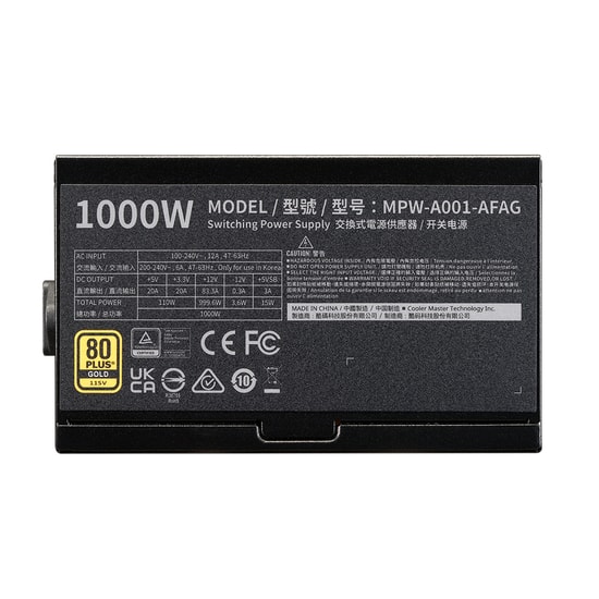 Cooler Master Elite Gold 1000W PCIe 5.1 Güç Kaynağı (MPW-A001-AFAG-BEU) - 80+ Gold, ATX 3.1, Full Modüler, RTX50 Desteği