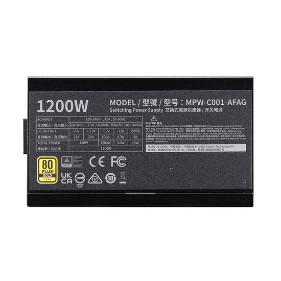 Cooler Master Elite Gold 1200W PCIe 5.1 Güç Kaynağı (MPW-C001-AFAG-BEU) - 80+ Gold, ATX 3.1, Full Modüler, RTX50 Desteği