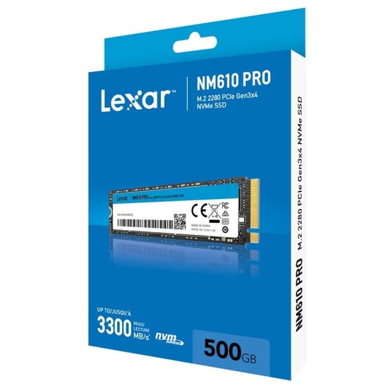 LEXAR NM610PRO 500GB PCIe Gen3x4 NVMe M.2 SSD (LNM610P500G-RNNNG) - 3300MB/s Okuma / 1700MB/s Yazma, TLC NAND