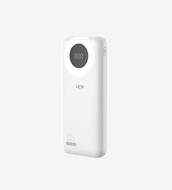 LinkTech LPB-P221 Strong 10000mAh 22.5W Beyaz Powerbank - 2 USB Çıkış, Lightning, Hızlı Şarj, Type-C, Kompakt Tasarım