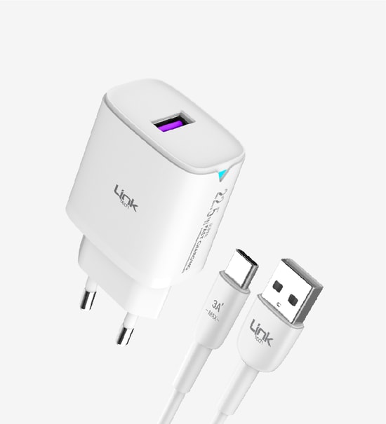 LinkTech C306 Safe 22.5W Beyaz Hızlı Şarj Adaptörü (LSC-C306) - Type-C Kablo, PD3.0, QC 3.0 Hızlı Şarj, PPS, Auto ID