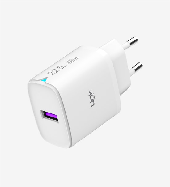 LinkTech C306 Safe 22.5W Beyaz Hızlı Şarj Adaptörü (LSC-C306) - Type-C Kablo, PD3.0, QC 3.0 Hızlı Şarj, PPS, Auto ID