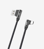 Linktech K594 Gaming 150cm 3A Örgülü Gri Typce-C Kablo - 90 Derece Metal Başlıklı, USB A Type-C Hızlı Şarj, 480Mbps