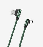 Linktech K594 Gaming 150cm 3A Örgülü Yeşil Typce-C Kablo - 90 Derece Metal Başlıklı, USB A Type-C Hızlı Şarj, 480Mbps