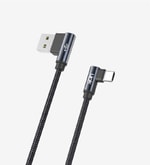 Linktech K594 Gaming 150cm 3A Örgülü Siyah Typce-C Kablo - 90 Derece Metal Başlıklı, USB A Type-C Hızlı Şarj, 480Mbps