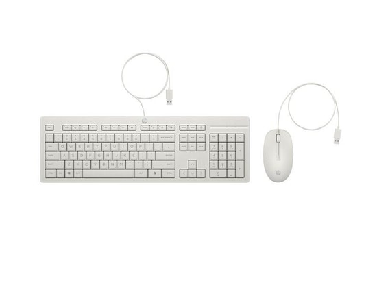HP 225 Kablolu Beyaz Klavye ve Mouse Seti (AW5S6AA) - USB-A, 1.8m Kablo, Tak Çalıştır, Ayaklı, Kolay Temizlenebilir