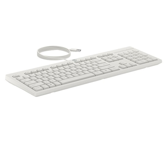 HP 225 Kablolu Beyaz Klavye ve Mouse Seti (AW5S6AA) - USB-A, 1.8m Kablo, Tak Çalıştır, Ayaklı, Kolay Temizlenebilir