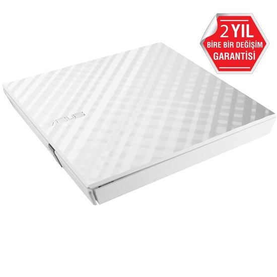 Asus Lite SDRW-08D2S-U 8X Beyaz Harici DVD Yazıcı - USB 2.0, Windows Mac Uyumlu, M-Disc Desteği, Taşınabilir DVD-RW