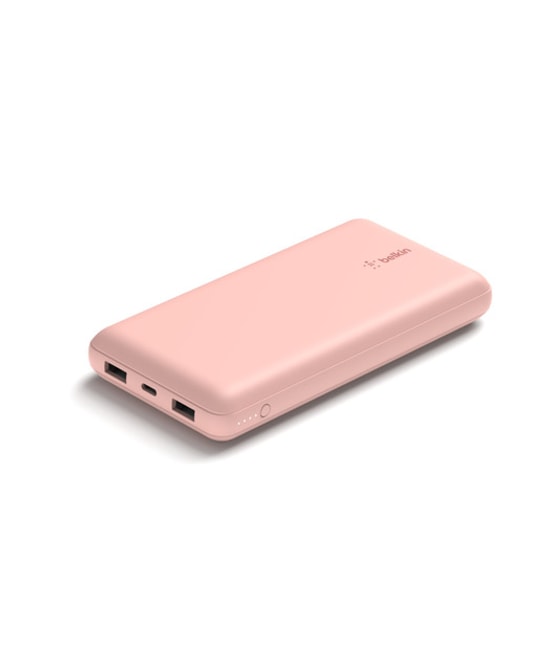 Belkin BoostCharge BPB012 20000mAh 15W Pembe Powerbank - 2 USB-A, 1 USB-C, Rose Gold, 78 Saat Ekran Süresi