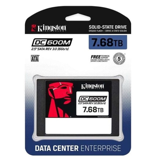 Kingston DC600M 7.68TB Enterprise SATA 2.5" SSD (SEDC600M/7680G) - 560/530MB/s Okuma/Yazma, PLP, Veri Merkezi SSD