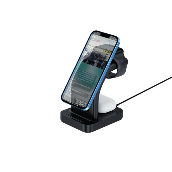 Dexim 5in1 MagSafe Kablosuz Şarj Cihazı (DCW001) - 15W Hızlı Şarj, Kulaklık Saat Telefon Şarjı, Saat, Gece Lambası