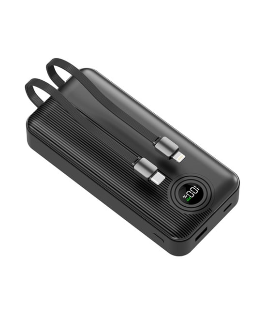 Dexim W4 DCA0068 20000mAh Type-C Kablolu Powerbank - Dahili Type-C & Lightning Kablo, 22.5W Hızlı Şarj, LED Gösterge