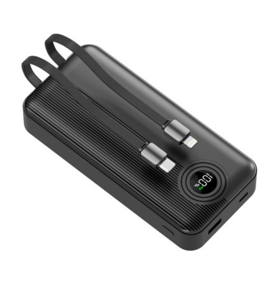 Dexim W4 DCA0068 20000mAh Type-C Kablolu Powerbank - Dahili Type-C & Lightning Kablo, 22.5W Hızlı Şarj, LED Gösterge