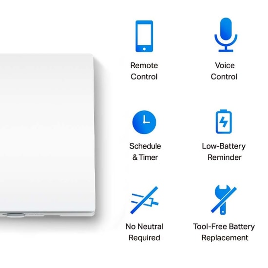 TP-Link Tapo S210 Akıllı Ampul Anahtarı (1 Düğme 1 Yol) - Uzaktan Kontrol, Sesli Komut Zamanlayıcı, Nötr Tel Gerektirmez