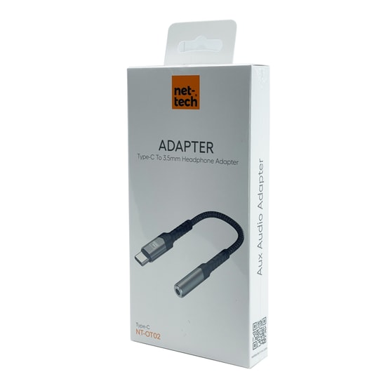 Nettech NT-OT02 Siyah Type-C'den Aux'a Ses Dönüştürücü - Alüminyum Jack, 24 Ay Garanti, 20cm (NT-100948)