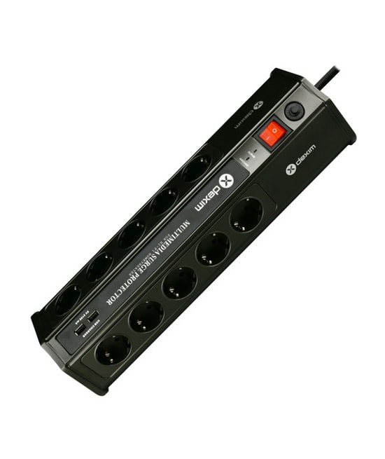 Dexim SP10BG 10 Port 2 USB Akım Koruyucu Priz (DCP010) - 1.8M Kablo, 3680W, Tam hat 6000V Koruma, Dalgalanma Göstergesi