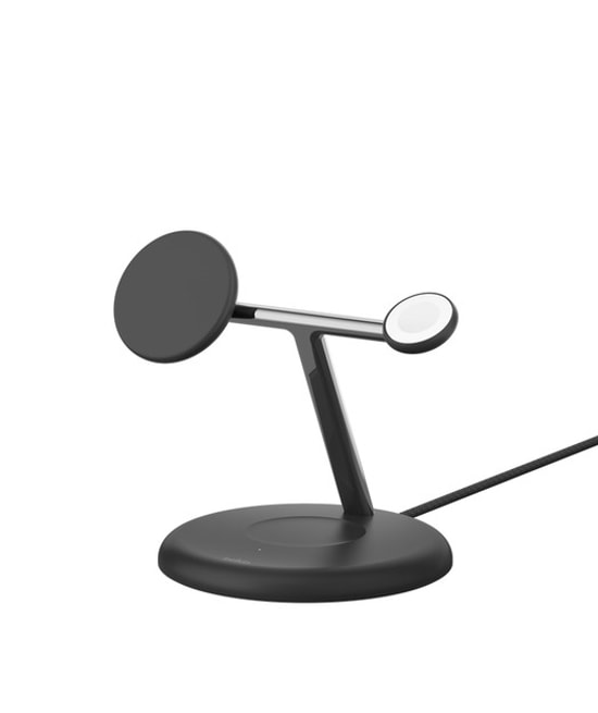 Belkin BoostCharge Pro Siyah Qi2 15W 3'ü 1 Arada MagSafe Şarj Standı (WIZ023VFWH) - USB-C Girişli, LED Şarj Göstergesi