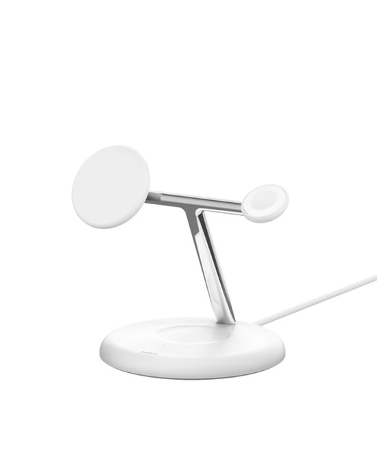Belkin BoostCharge Pro Beyaz Qi2 15W 3'ü 1 Arada MagSafe Şarj Standı (WIZ023VFWH) - USB-C Girişli,, LED Şarj Göstergesi