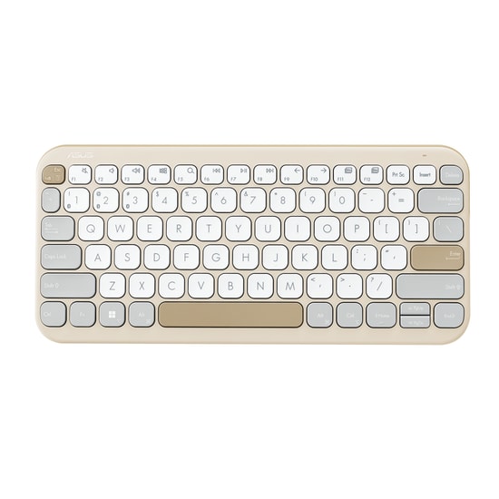 ASUS Marshmallow KW100 Bej Renk Ultra İnce Bluetooth Klavye - Kablosuz, Ergonomik Tasarım, Çoklu Cihaz Bağlantısı