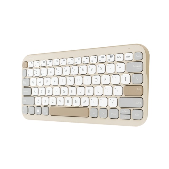 ASUS Marshmallow KW100 Bej Renk Ultra İnce Bluetooth Klavye - Kablosuz, Ergonomik Tasarım, Çoklu Cihaz Bağlantısı