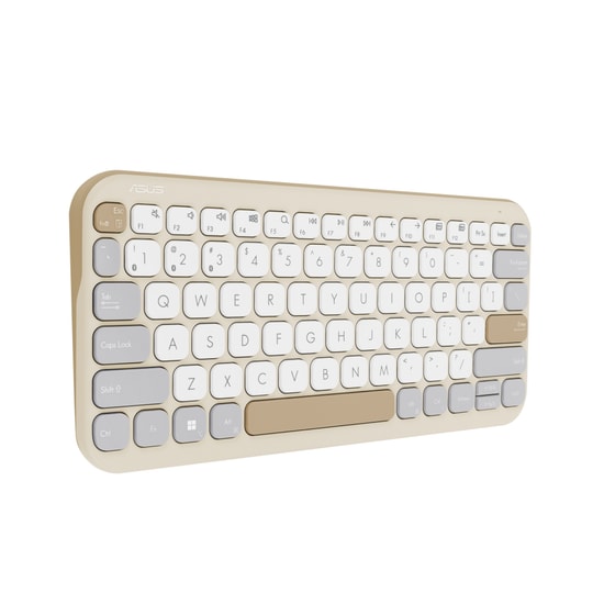 ASUS Marshmallow KW100 Bej Renk Ultra İnce Bluetooth Klavye - Kablosuz, Ergonomik Tasarım, Çoklu Cihaz Bağlantısı