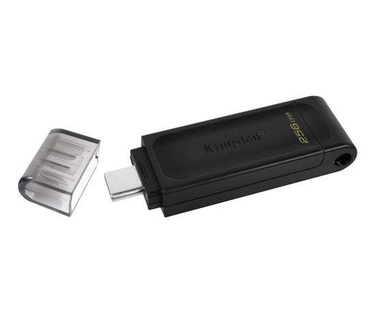 Kingston DataTraveler 70 256GB USB 3.2 Gen 1 Type-C Siyah Flash Bellek (DT70/256GB) - Hızlı, Taşınabilir, Yalın Tasarım
