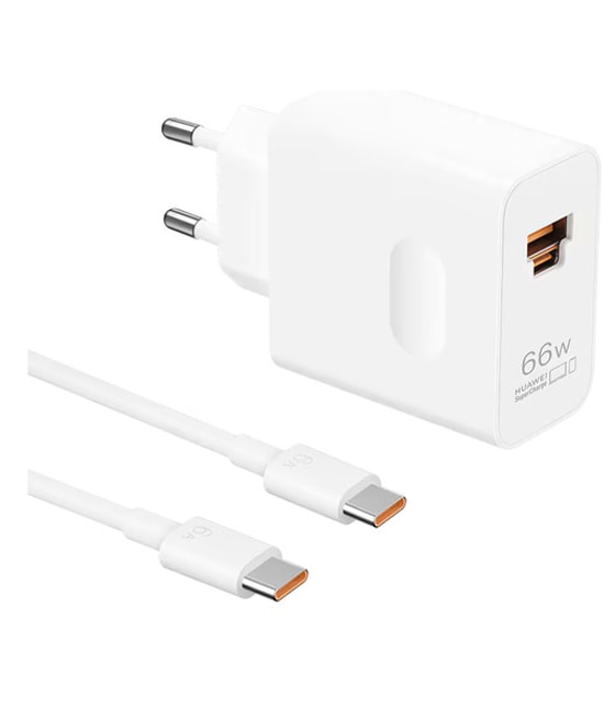 Huawei SuperPower 66W Beyaz Duvar Tipi Şarj Cihazı (55037871) - USB-C ve USB-A Çıkış, PD 3.0, PPS, USB-C Kablolu