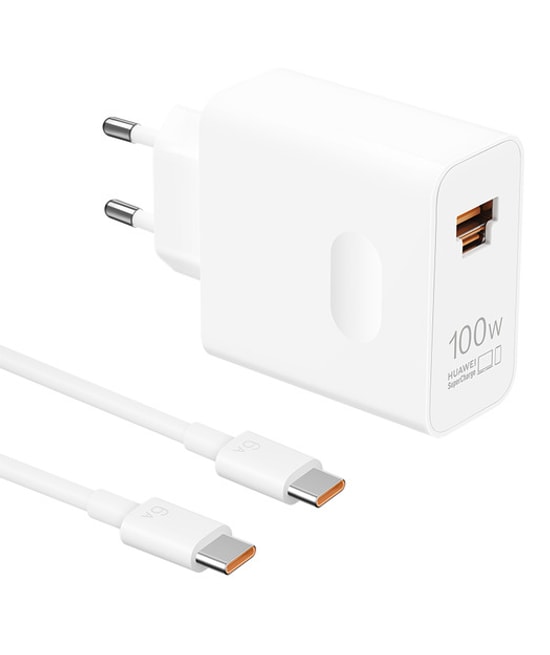 Huawei SuperPower 100W Beyaz EU Duvar Tipi Şarj Cihazı (55037865) - USB-C ve USB-A Çıkış, Hızlı Şarj, USB-C Kablolu