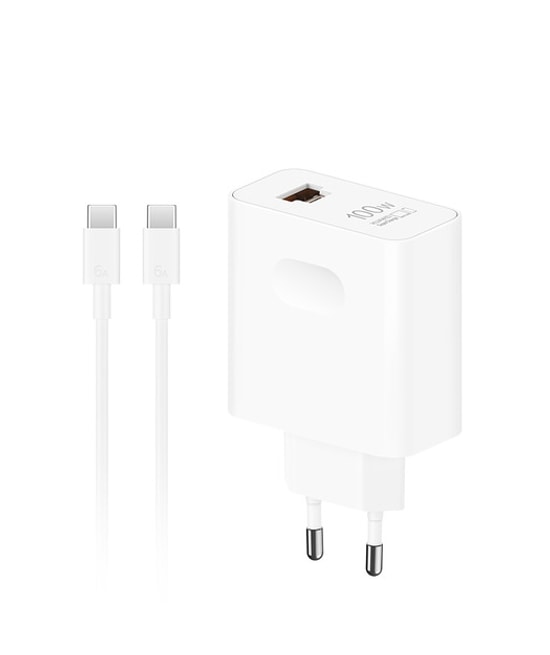 Huawei SuperPower 100W Beyaz EU Duvar Tipi Şarj Cihazı (55037865) - USB-C ve USB-A Çıkış, Hızlı Şarj, USB-C Kablolu