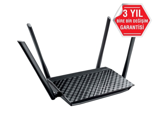 ASUS RT-AC1200 WiFi 5 Dual-Band 4 Port Access Point Router - 1200 Mbps, 4 Anten, 100Mbs LAN, Ebeveyn Kontrolü, USB 2.0