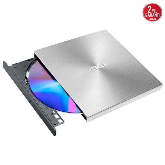ASUS ZenDrive U8M Gümüş Ultra İnce USB-C Harici DVD Yazıcı (SDRW-08U8M-U) - M-DISC Desteği, Windows/Mac Uyumlu, Type-C