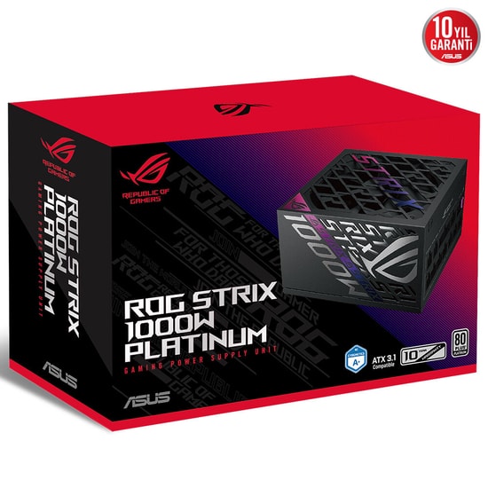 ASUS ROG Strix 1000W Beyaz Tam Modüler 80+ Platinum Güç Kaynağı - GaN MOSFET, PCIe, SATA, Peripheral, 3.1 ATX PSU