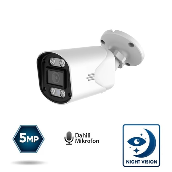 Balandi PRO-258HD 5MP AHD 4 Array LED Bullet Kamera - 3.6mm Lens, Sesli, İç Ortam Güvenlik Kamerası