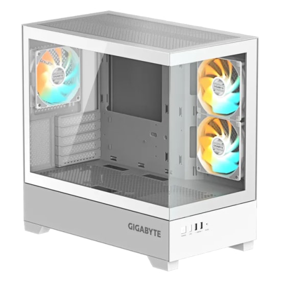 GIGABYTE C201 Panoramic Ice Beyaz ATX Kasa (GB-C201PI) - 270 Cam Panel, 3xARGB Fan, USB 3.0, 360mm Radyatör Desteği