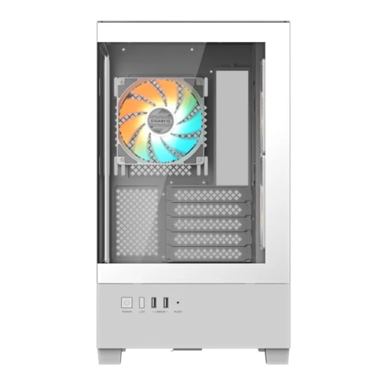 GIGABYTE C201 Panoramic Ice Beyaz ATX Kasa (GB-C201PI) - 270 Cam Panel, 3xARGB Fan, USB 3.0, 360mm Radyatör Desteği