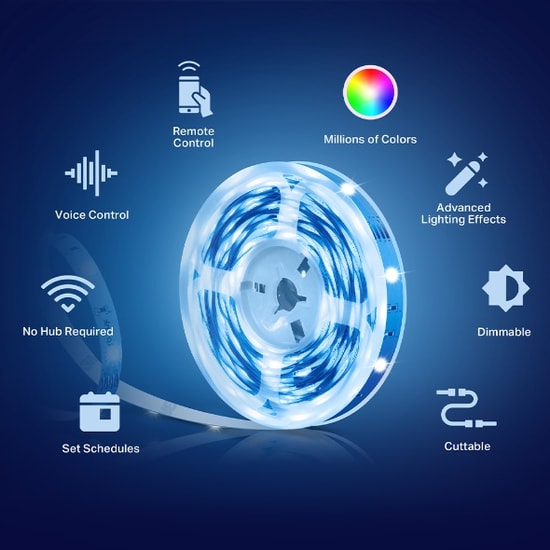 TP-LINK TAPO L900-5 RGBIC 5 Metre Akıllı Wi-Fi LED Işık Şeridi - Çok Renkli, Kesilebilir, Sesli Kumanda, Kolay Kurulum