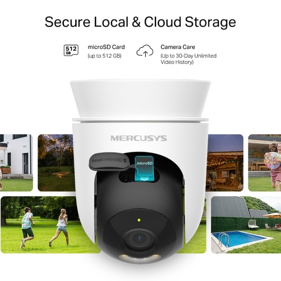 TP-Link Mercusys MC500 2MP Full HD 360 Dış Ortam Güvenlik Kamerası - 512GB SD Desteği, IP65, 30m Renkli Gece Görüşlü
