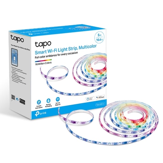 TP-LINK TAPO L920-5 RGBIC 5 Metre Akıllı Wi-Fi LED Işık Şeridi - 16 Milyon Renk, 50 Bölge Kontrolü, 25.000 Saat Kullanım