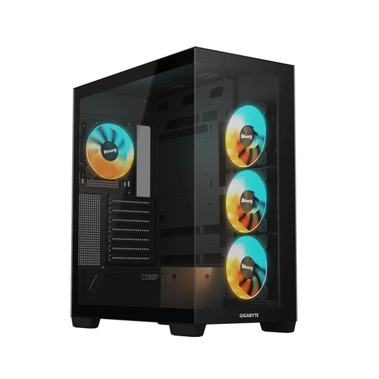 GIGABYTE C500 Panoramic Stealth Mid Tower (GB-C500P-ST) Siyah ATX Kasa - 4x ARGB Fan, Temperli Cam, Optimize Hava Akışı
