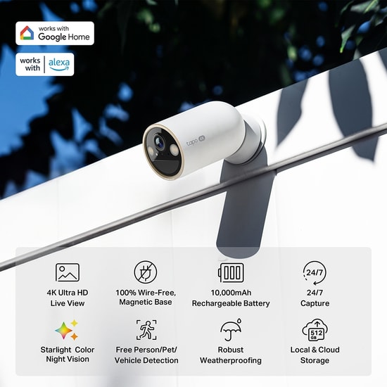 TP-Link Tapo C460 8MP 4K Kablosuz Dış Ortam Güvenlik Kamerası - 30m Gece Görüşü, Pilli, Hareket Algılama, Çift Yönlü Ses